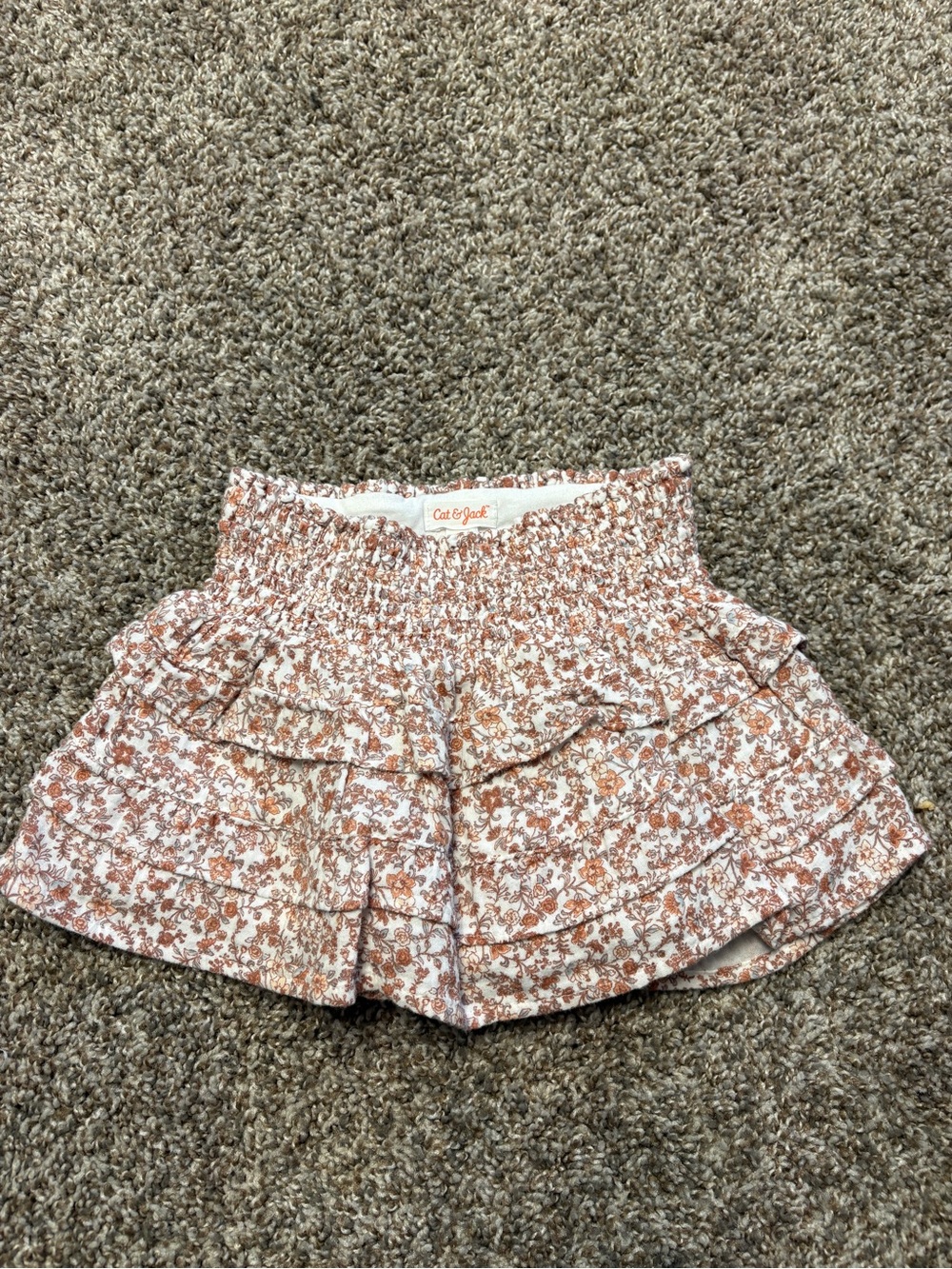 Cat & Jack White and Brown Fall Floral Ruffle Skort